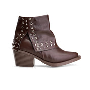 Eyelet Cuff Western Bootie - Brown