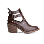Block Heel Multi-Strap Boot - Brown