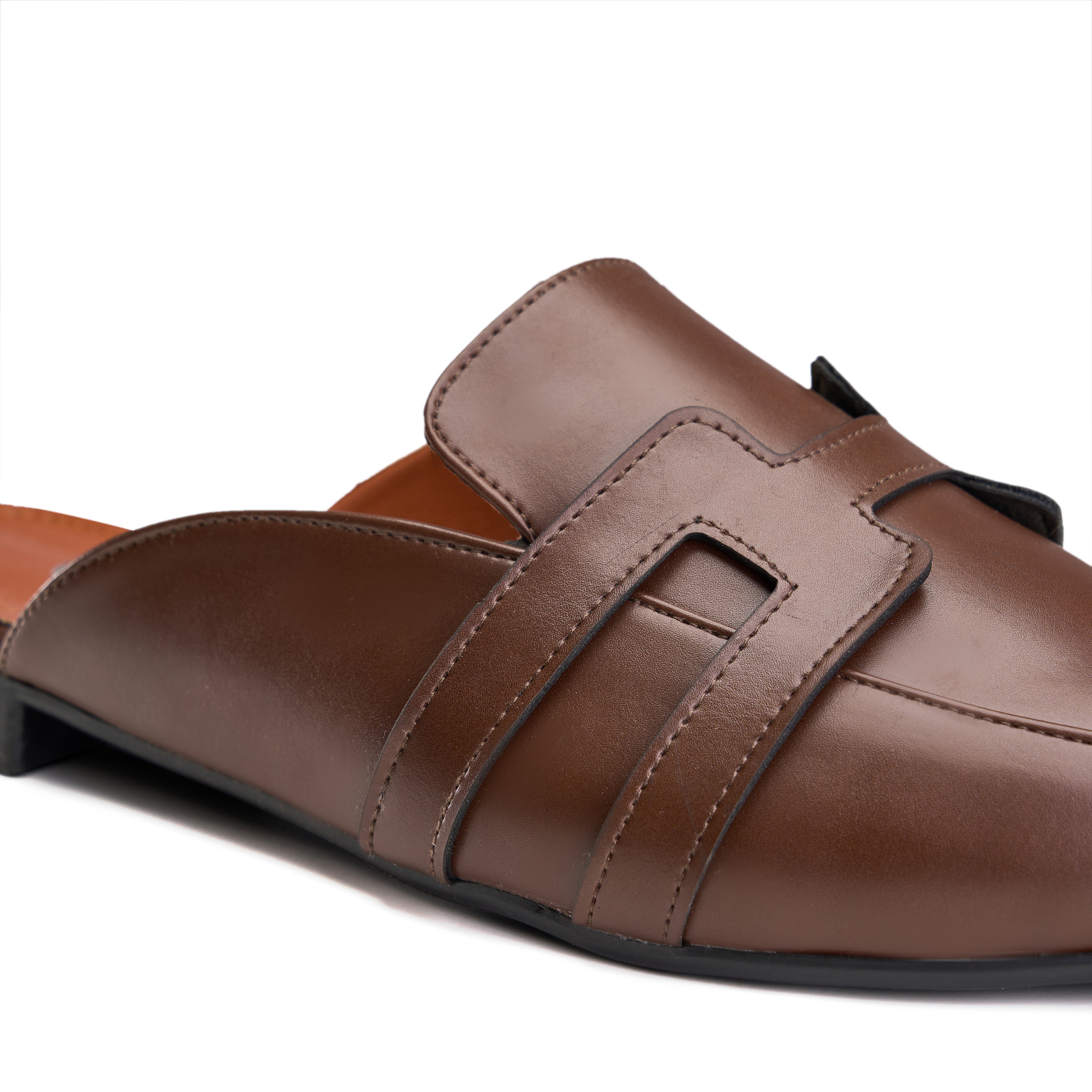 Cutout Band Flat Slide - Brown