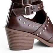 Block Heel Multi-Strap Boot - Brown