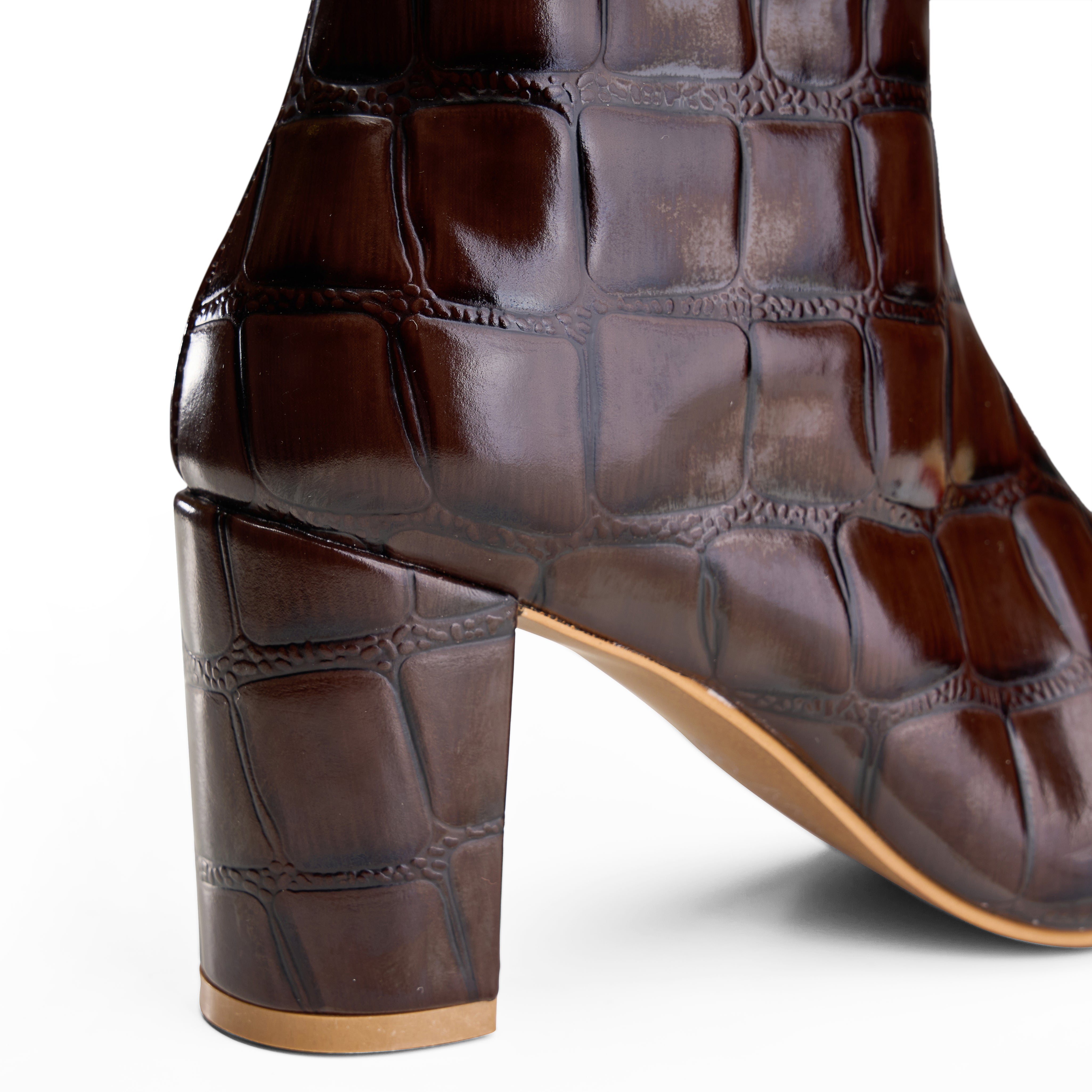 High-Heel Croc Ankle Boot - Brown