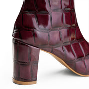 High-Heel Croc Ankle Boot - Maroon
