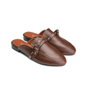 Stud Detail Loafer Mule - Brown