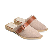 Textured Square-Toe Buckle Flat - Havan
