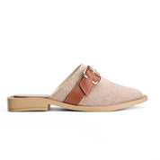 Textured Square-Toe Buckle Flat - Havan