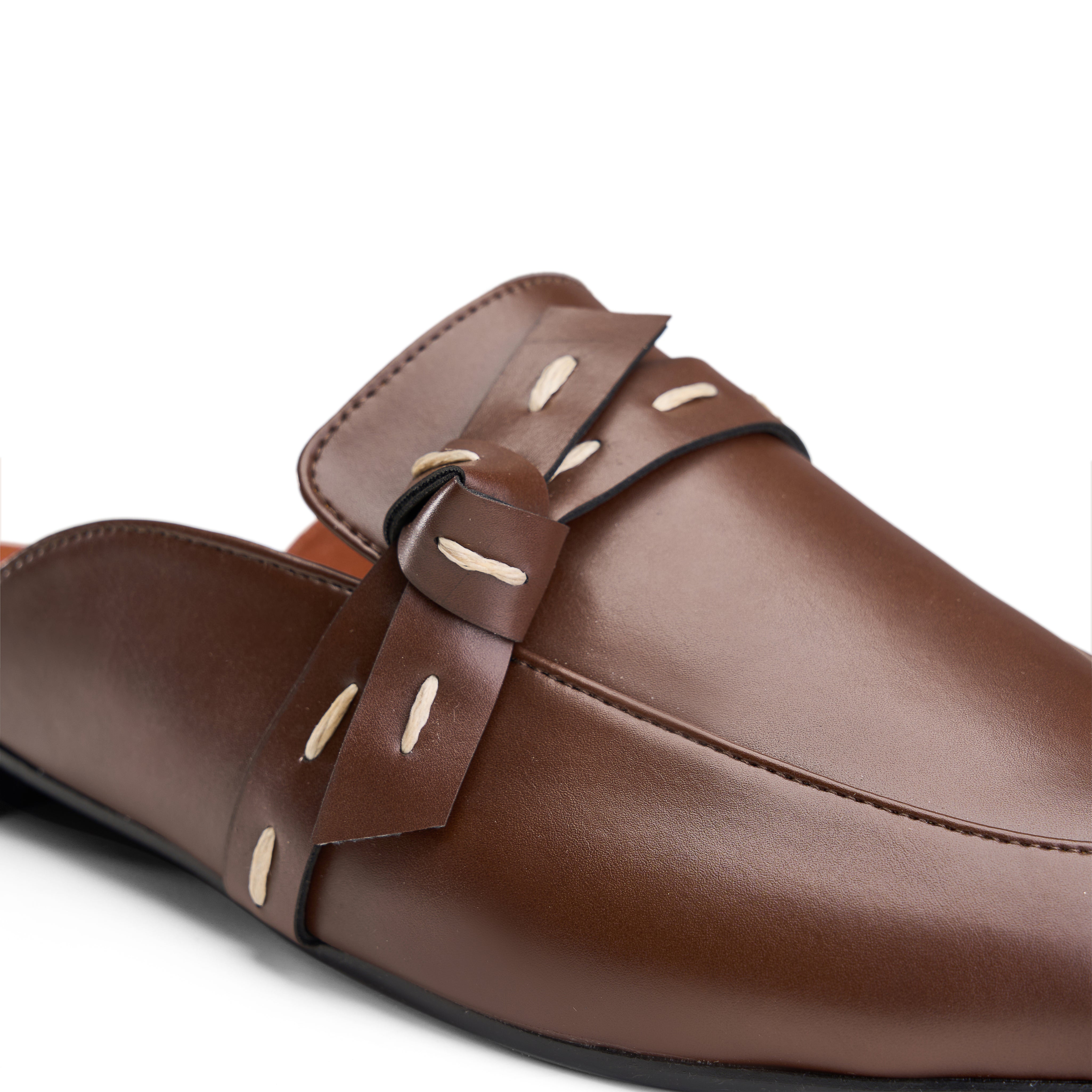 Stud Detail Loafer Mule - Brown