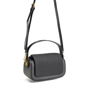 Dual-Texture Flap-Over Bag - Black
