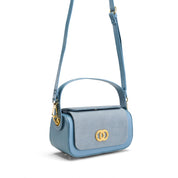 Dual-Texture Flap-Over Bag - baby blue