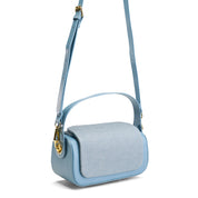 Dual-Texture Flap-Over Bag - baby blue