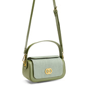 Dual-Texture Flap-Over Bag - Green