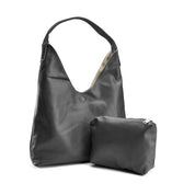 Contrast Shoulder Tote - black-brown