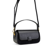 Dual-Texture Flap-Over Bag - Black