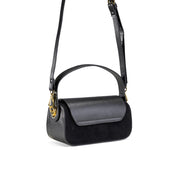 Dual-Texture Flap-Over Bag - Black