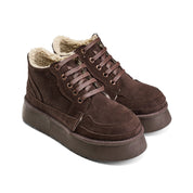 Sherpa-Trimmed High-Top Sneaker Boot - Brown