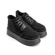 Sherpa-Trimmed High-Top Sneaker Boot - Black