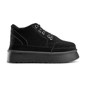 Sherpa-Trimmed High-Top Sneaker Boot - Black