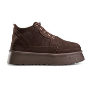 Sherpa-Trimmed High-Top Sneaker Boot - Brown