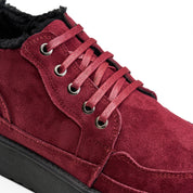 Sherpa-Trimmed High-Top Sneaker Boot - Maroon