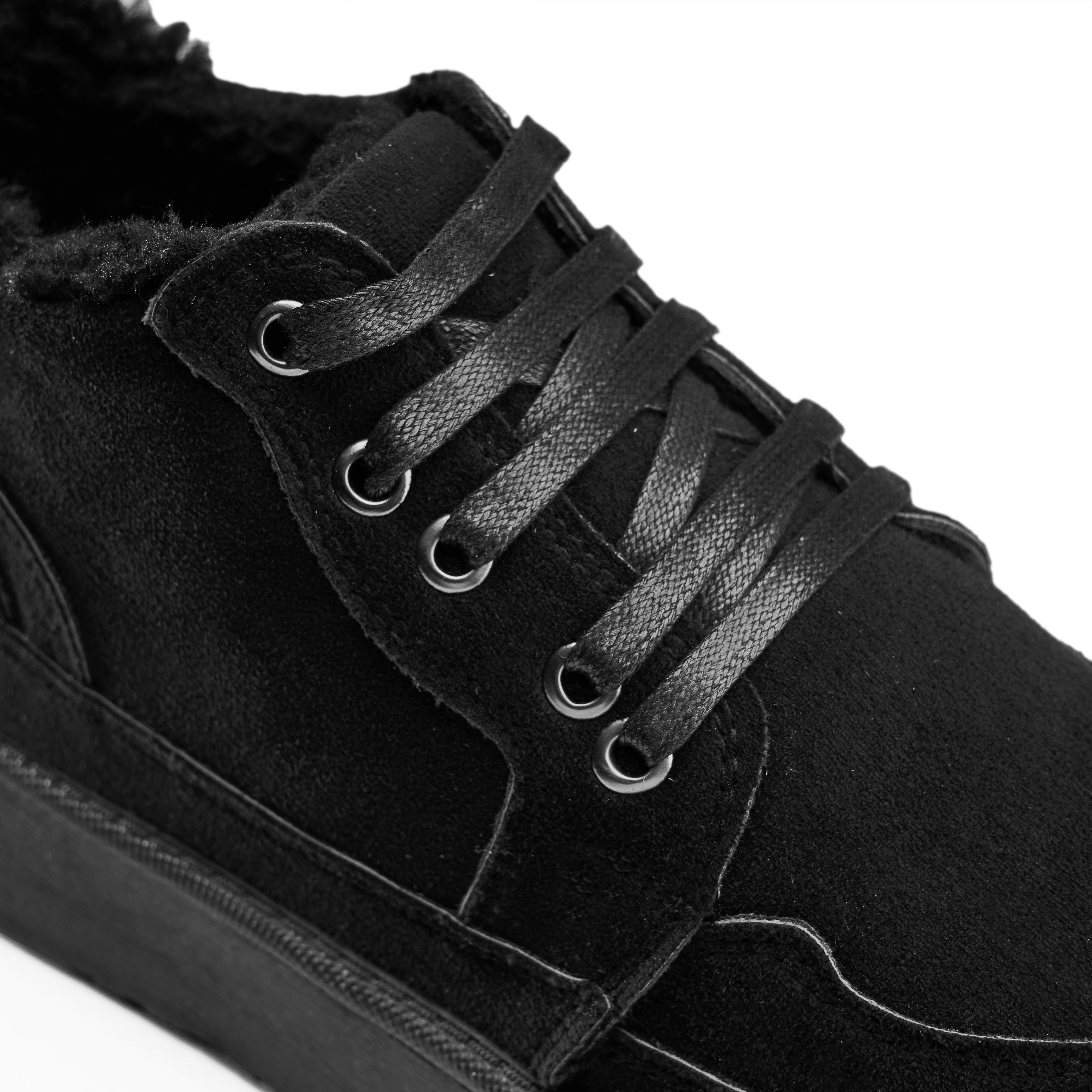 Sherpa-Trimmed High-Top Sneaker Boot - Black