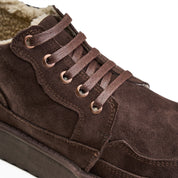 Sherpa-Trimmed High-Top Sneaker Boot - Brown