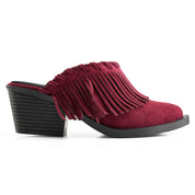 Chunky Heeled Loafer Mule - Maroon