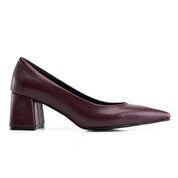 Mid-Heel Pointed Pump - Maroon