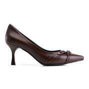 Pointed-Toe Strap-Accent Pump - Brown