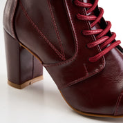 Side-Zip Heeled Lace Boot - Maroon
