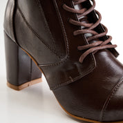 Side-Zip Heeled Lace Boot - Brown