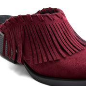 Chunky Heeled Loafer Mule - Maroon
