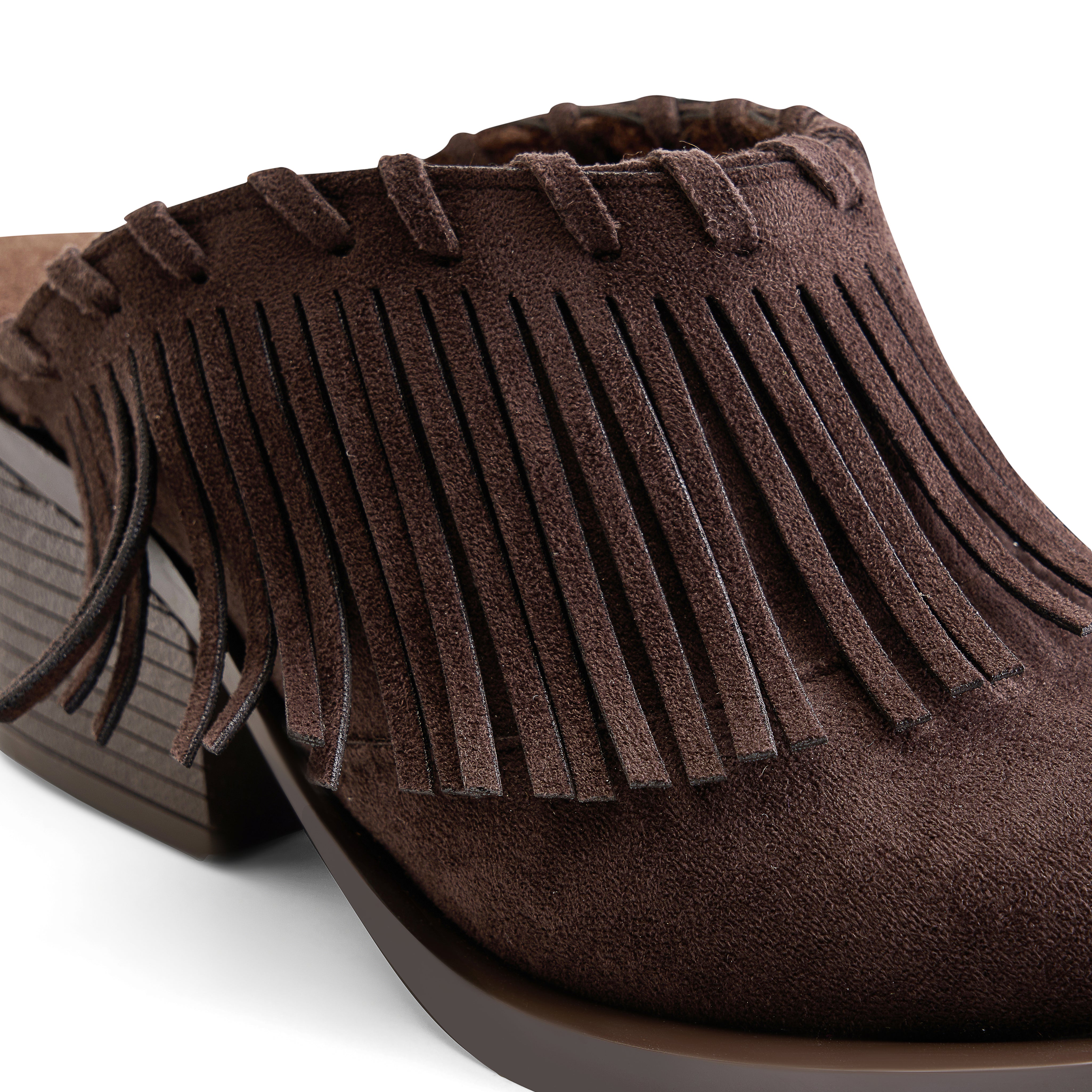 Chunky Heeled Loafer Mule - Brown