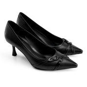 Pointed-Toe Strap-Accent Pump - Black