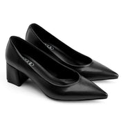 Mid-Heel Pointed Pump - Black
