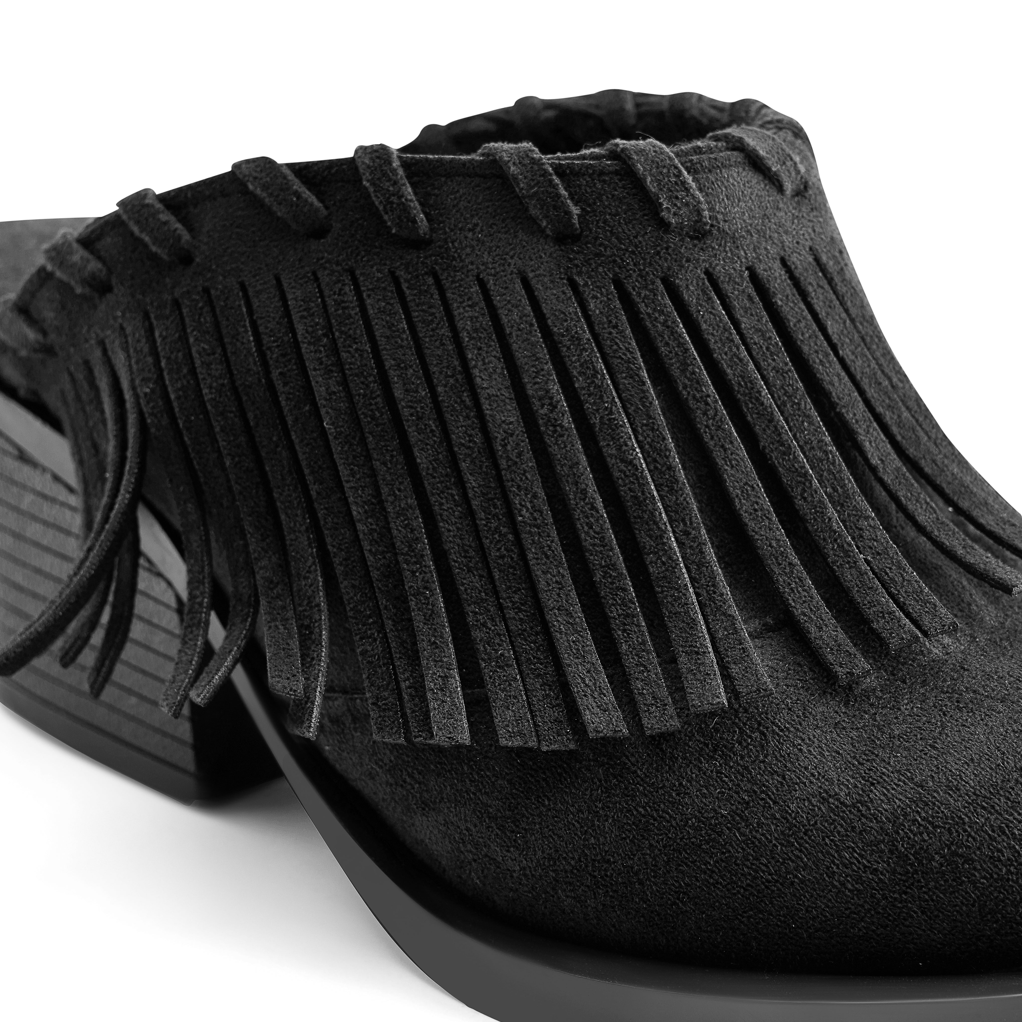 Chunky Heeled Loafer Mule - Black