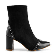 Stud-Trim Block Heel Boot - Black