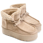 Comfy Fleece Ankle Boots - Beige