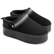 Embroidered Cozy Platform Slip-On - Black