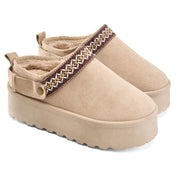 Embroidered Cozy Platform Slip-On - Beige