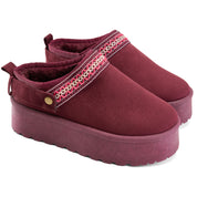 Embroidered Cozy Platform Slip-On - Maroon