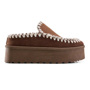 Stitched Cozy Platform Mule - Brown