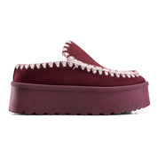 Stitched Cozy Platform Mule - Maroon