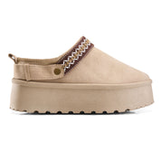 Embroidered Cozy Platform Slip-On - Beige
