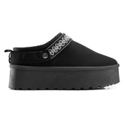 Embroidered Cozy Platform Slip-On - Black