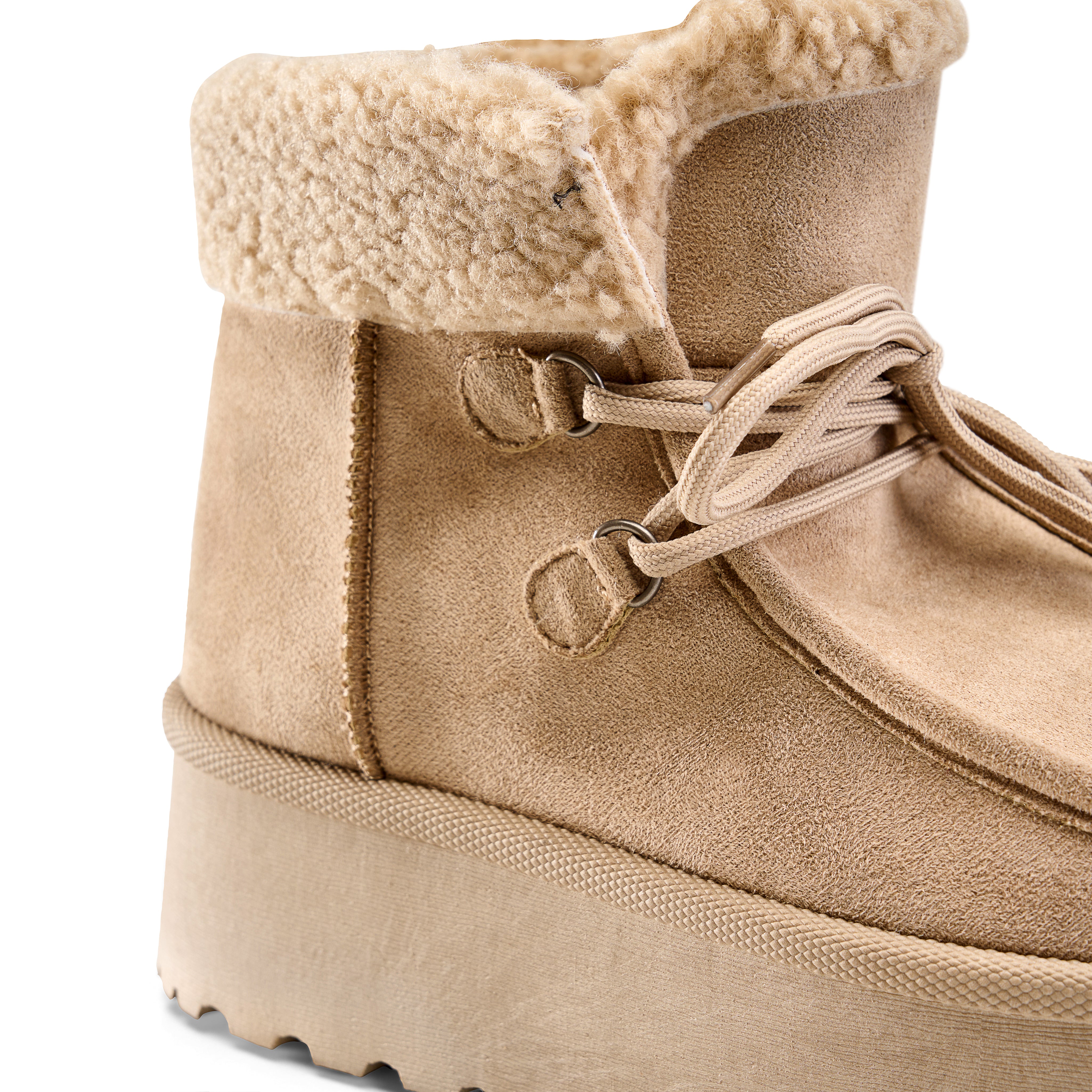 Comfy Fleece Ankle Boots - Beige