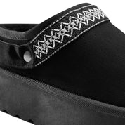 Embroidered Cozy Platform Slip-On - Black