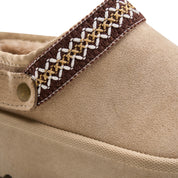Embroidered Cozy Platform Slip-On - Beige