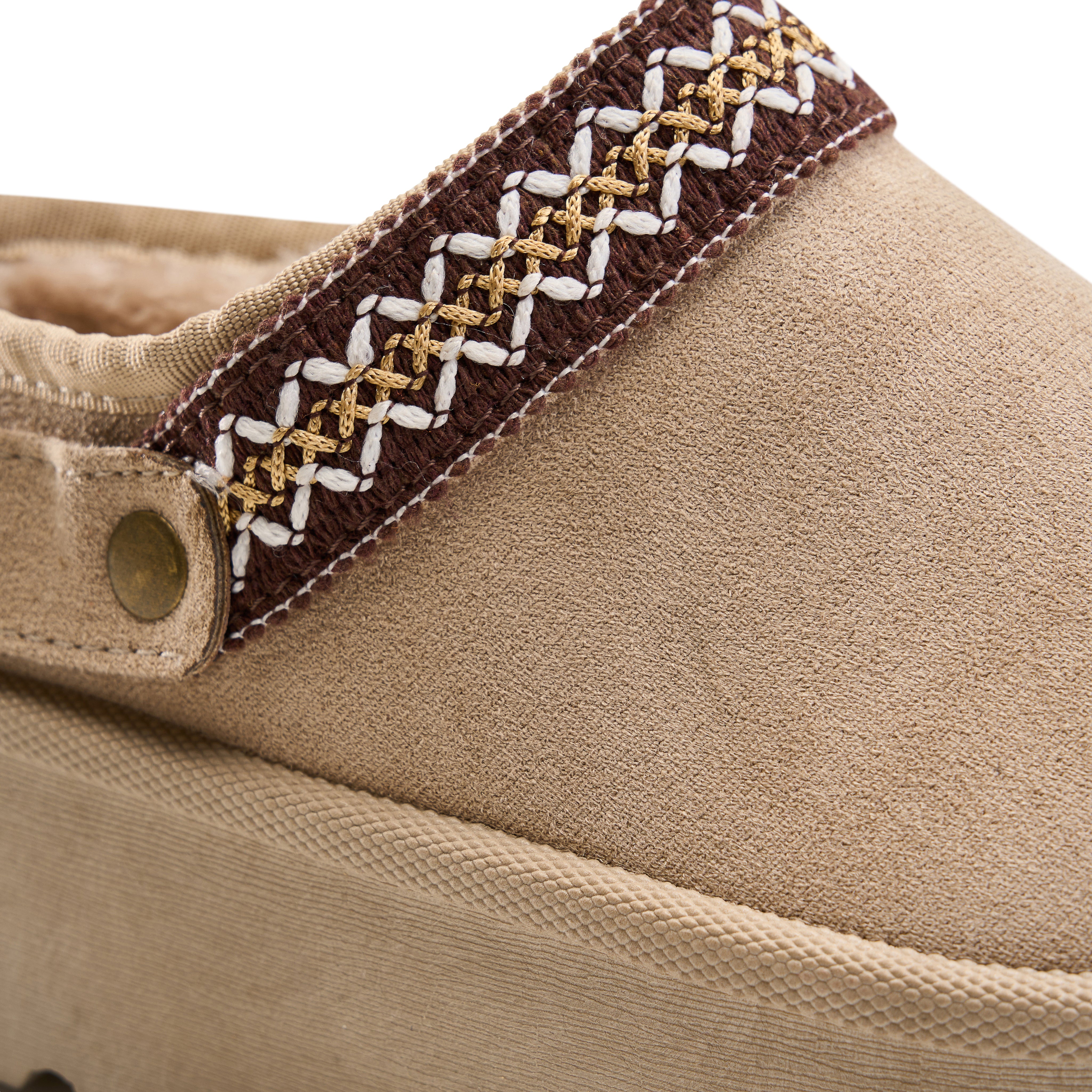 Embroidered Cozy Platform Slip-On - Beige