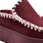 Stitched Cozy Platform Mule - Maroon