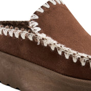 Stitched Cozy Platform Mule - Brown