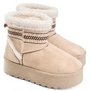 Cozy Stitch Ankle Boots - Beige